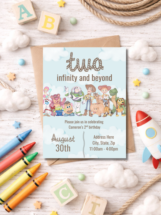 Two Infinity and Beyond 2nd Birthday Invitation | Editable Digital Download