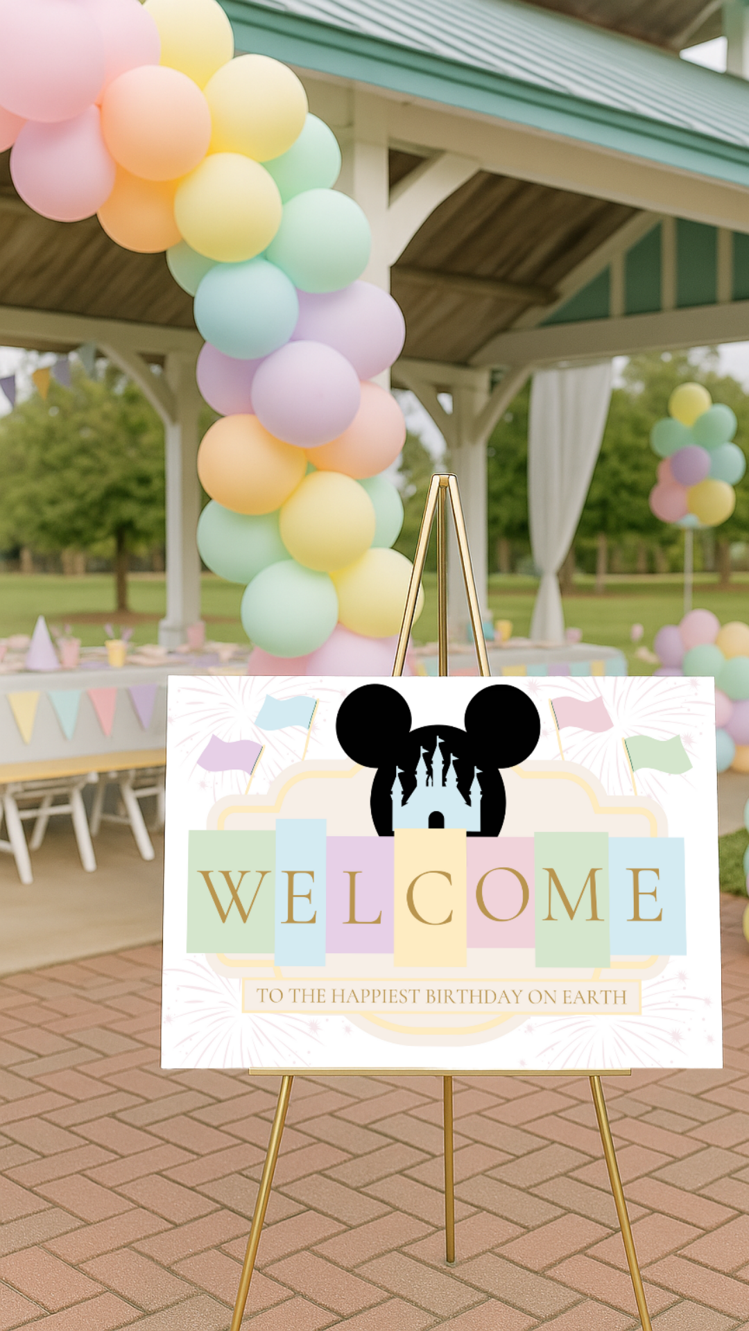 Pastel Disney-Inspired Birthday Welcome Sign – "Happiest Birthday on Earth" Printable