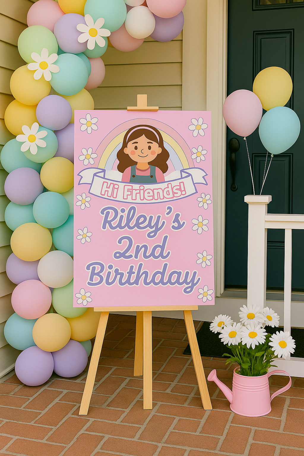 Mrs. Rachel-Inspired Birthday Welcome Sign – Printable Pastel Rainbow Party Decor