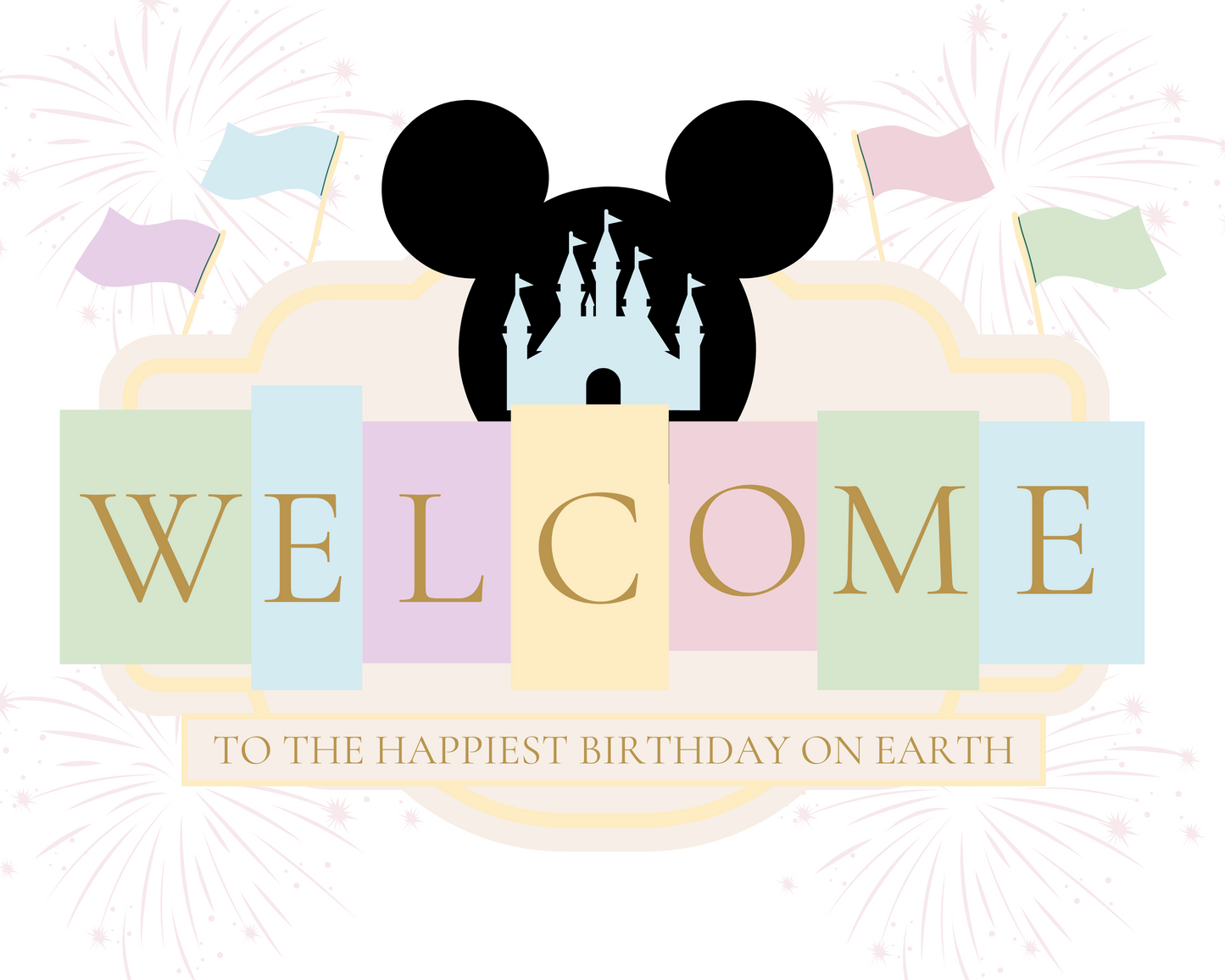 Pastel Disney-Inspired Birthday Welcome Sign – "Happiest Birthday on Earth" Printable