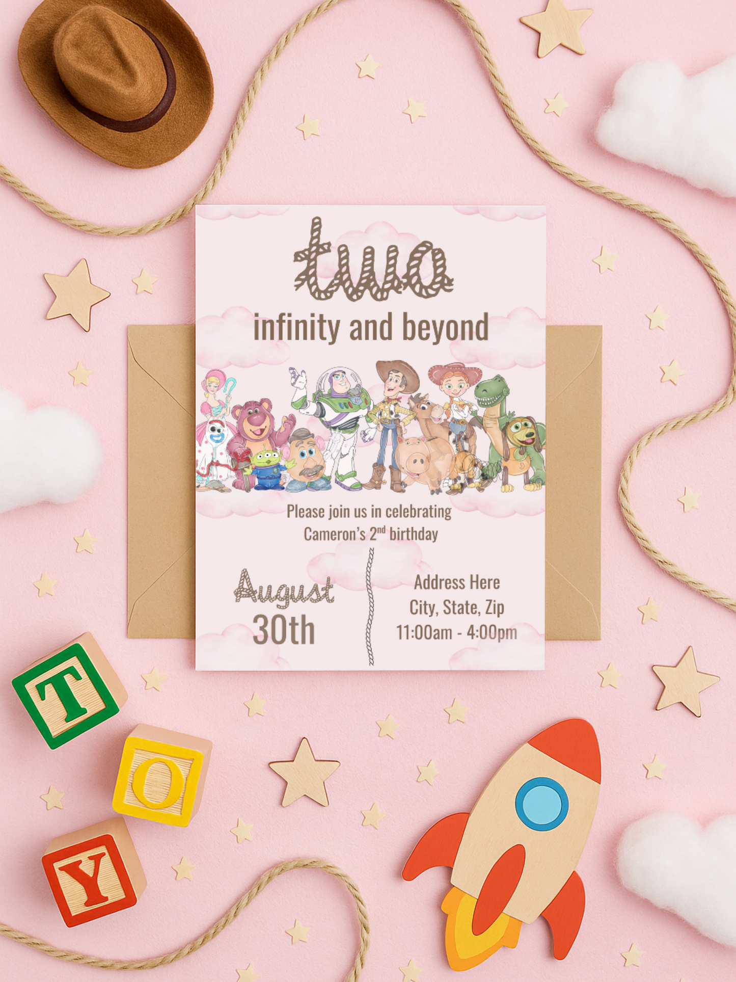 Two Infinity and Beyond Birthday Invitation | Toy-Inspired 2nd Birthday Invite | Editable Digital Download
