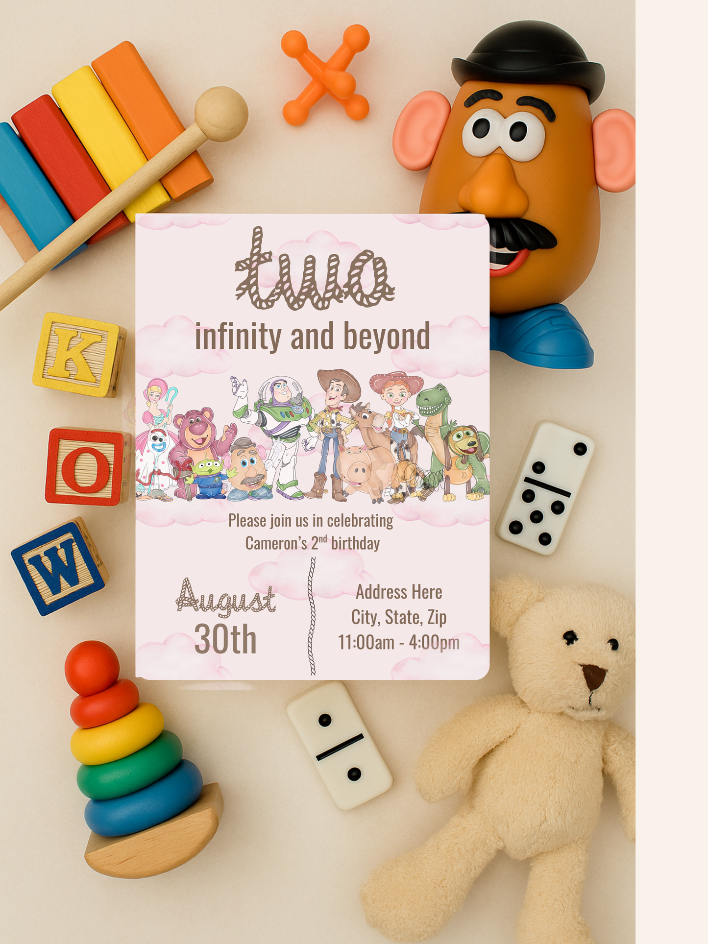 Two Infinity and Beyond Birthday Invitation | Toy-Inspired 2nd Birthday Invite | Editable Digital Download