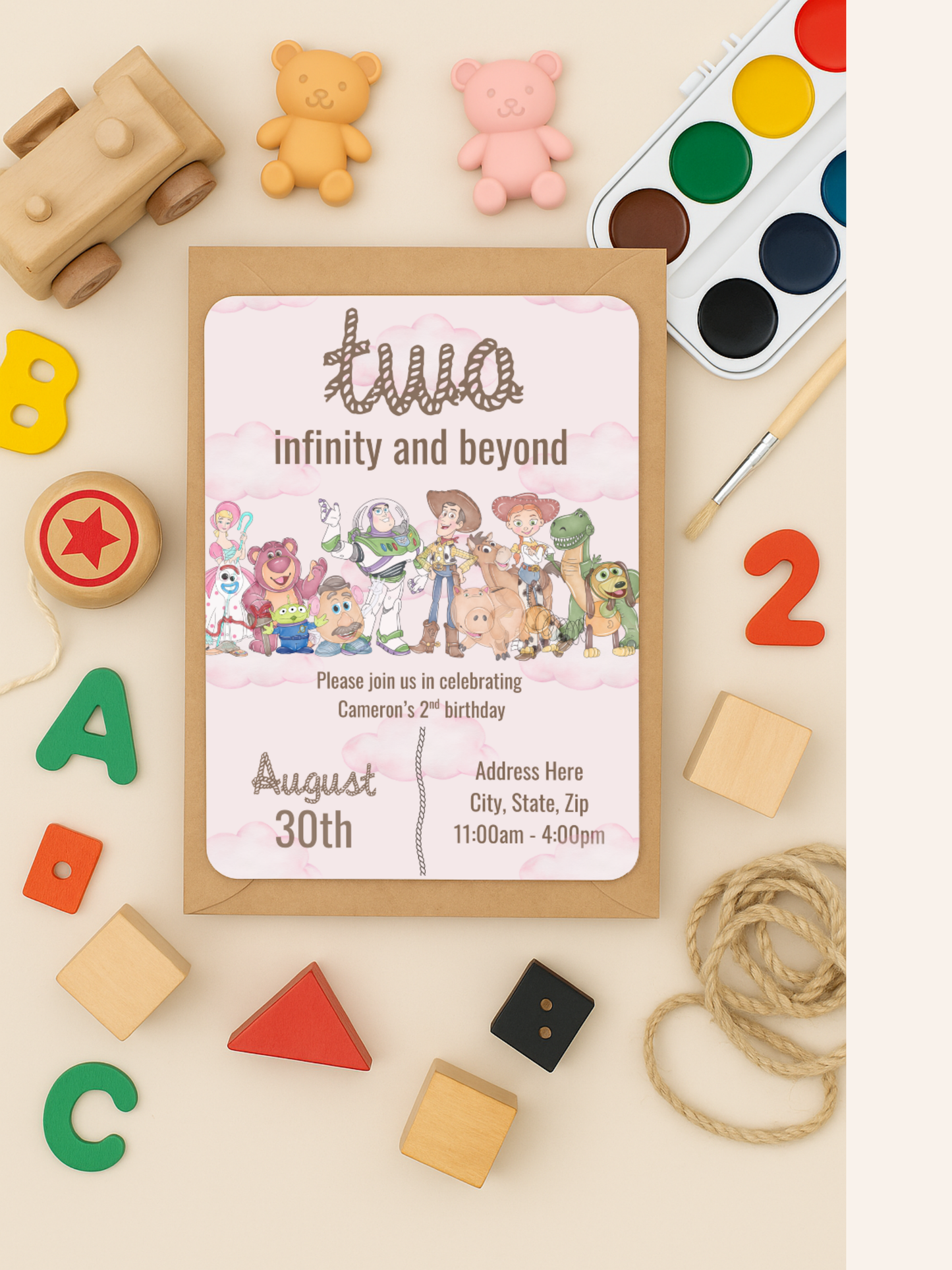 Two Infinity and Beyond Birthday Invitation | Toy-Inspired 2nd Birthday Invite | Editable Digital Download