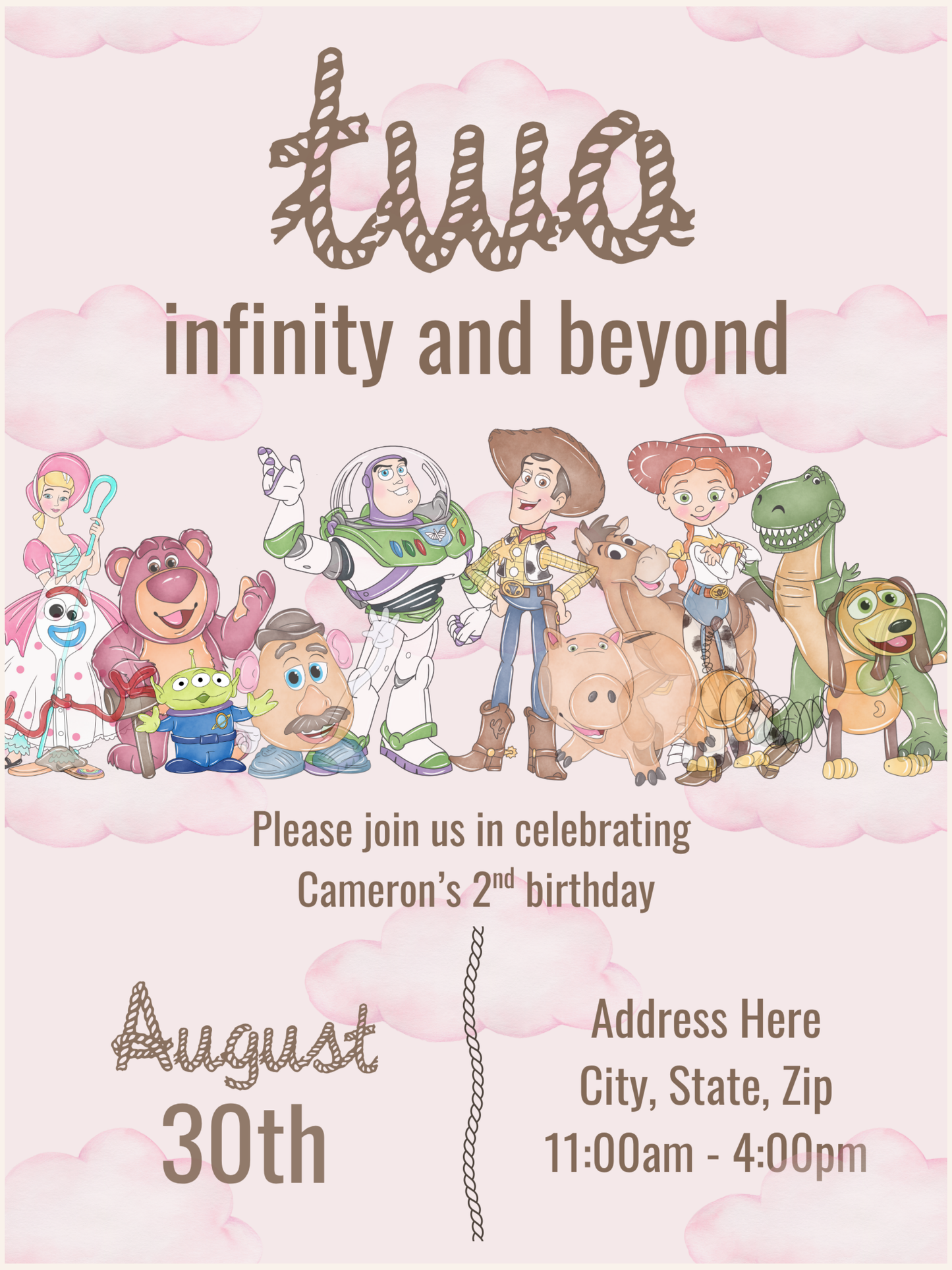 Two Infinity and Beyond Birthday Invitation | Toy-Inspired 2nd Birthday Invite | Editable Digital Download
