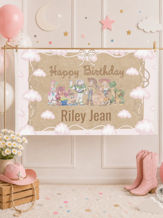 Two Infinity and Beyond Birthday Banner | Toy Story  Inspired 3x2 Ft Personalized Backdrop