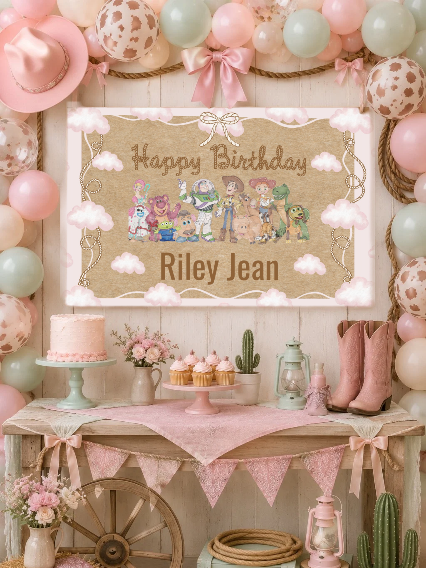 Two Infinity and Beyond Birthday Banner | Toy Story  Inspired 3x2 Ft Personalized Backdrop