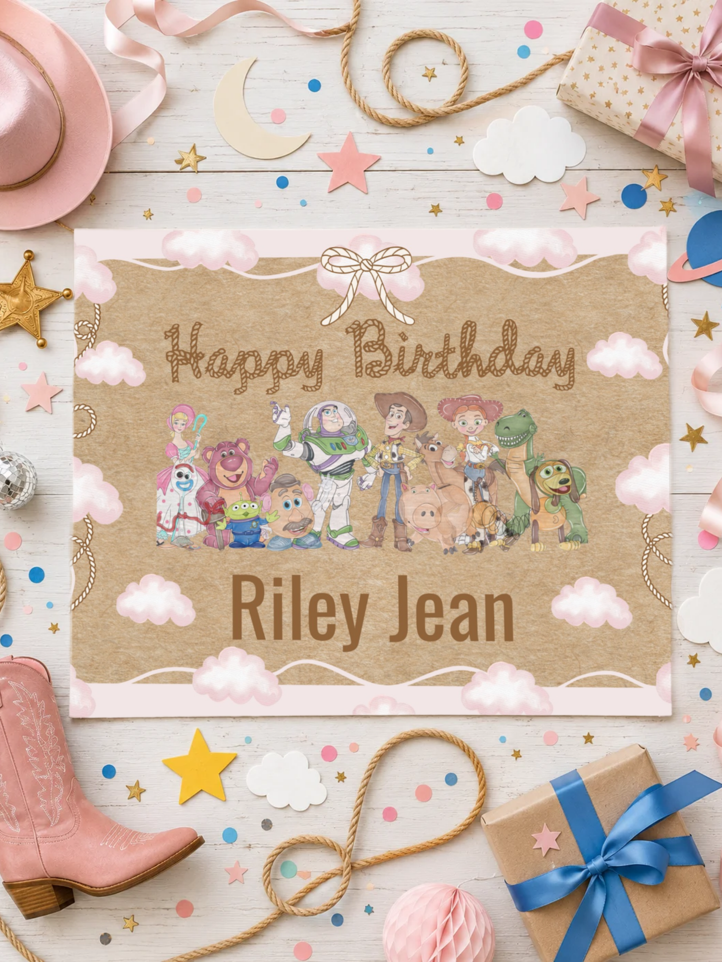 Two Infinity and Beyond Birthday Banner | Toy Story  Inspired 3x2 Ft Personalized Backdrop