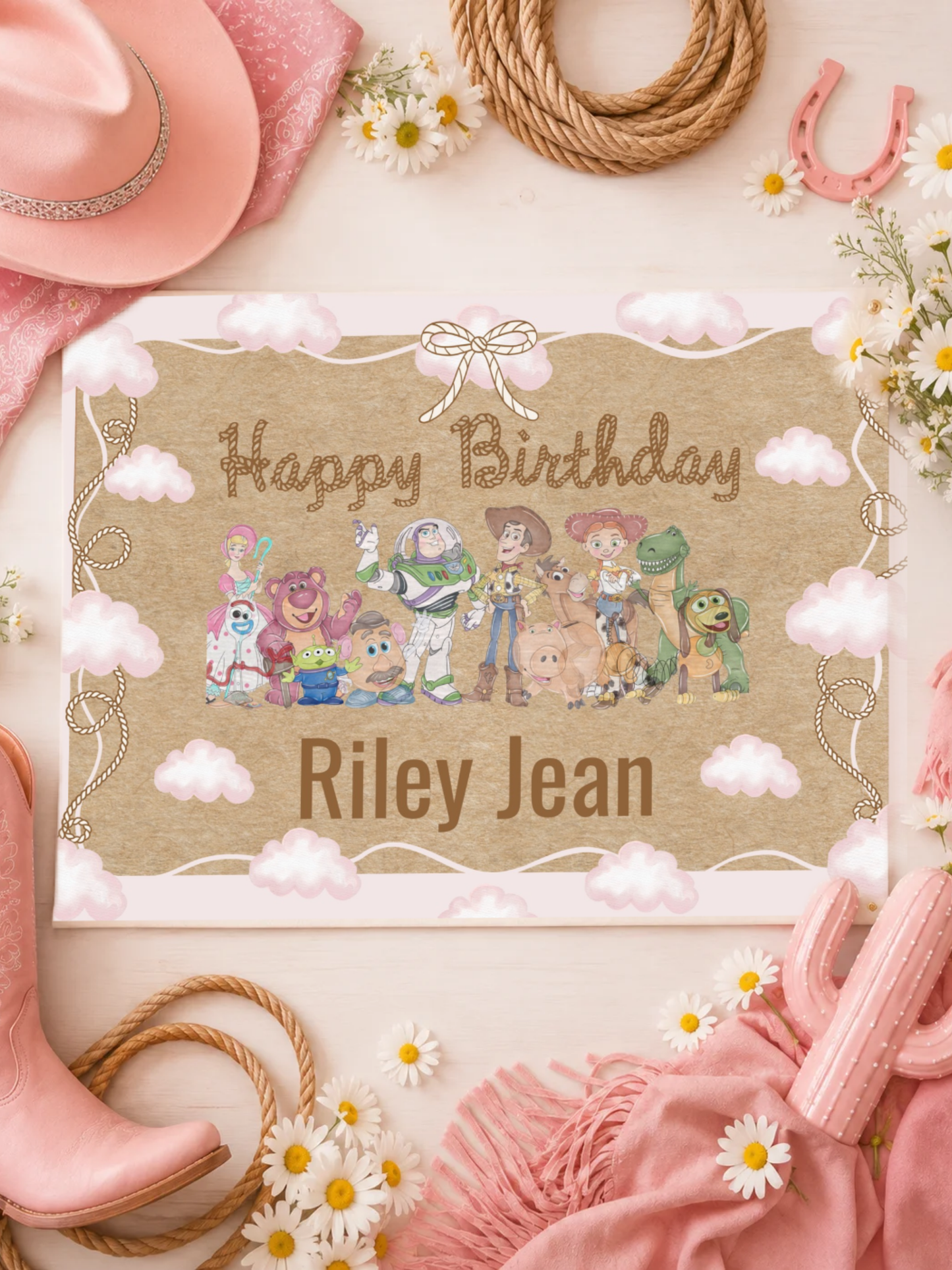 Two Infinity and Beyond Birthday Banner | Toy Story  Inspired 3x2 Ft Personalized Backdrop