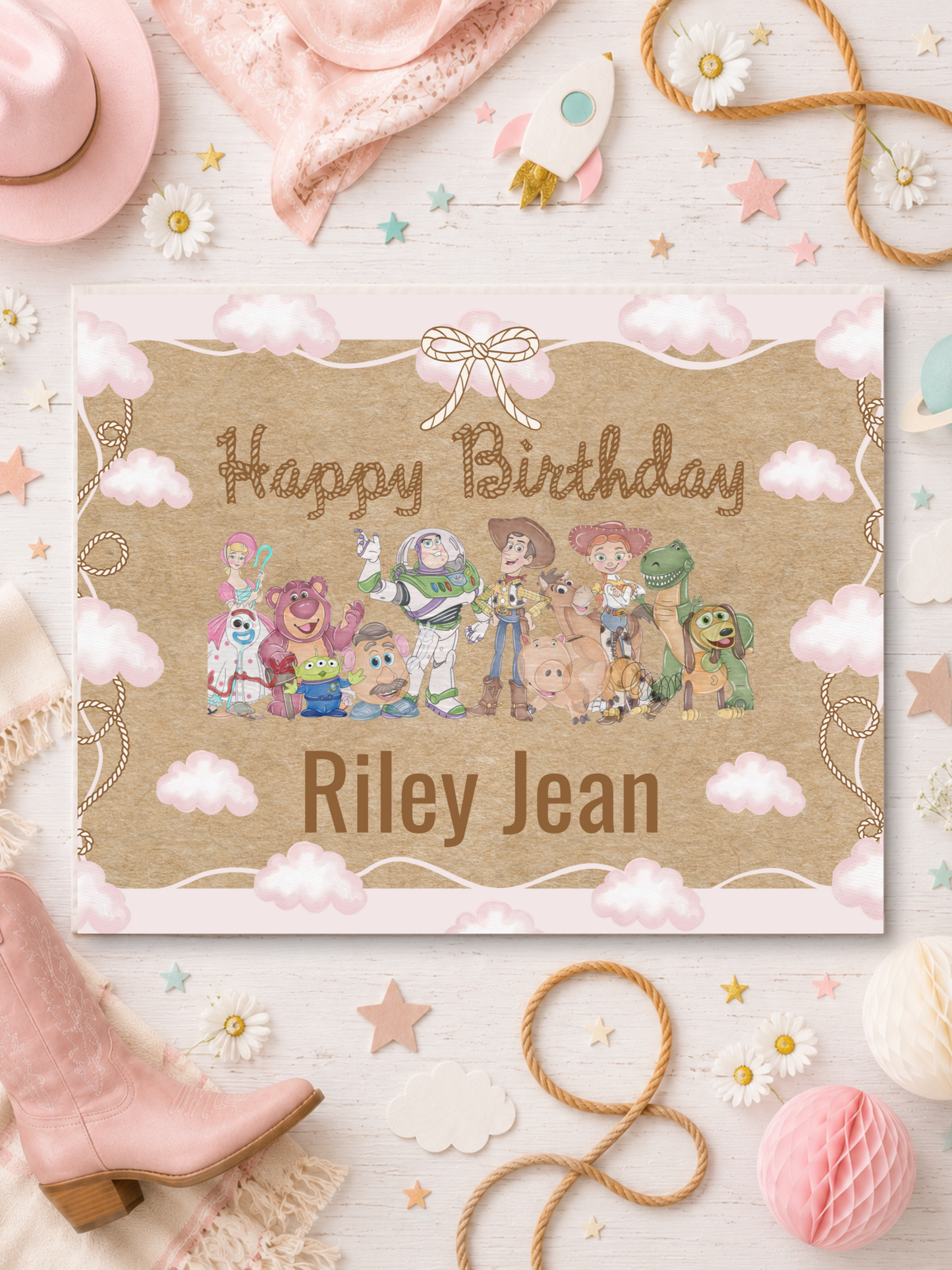 Two Infinity and Beyond Birthday Banner | Toy Story  Inspired 3x2 Ft Personalized Backdrop