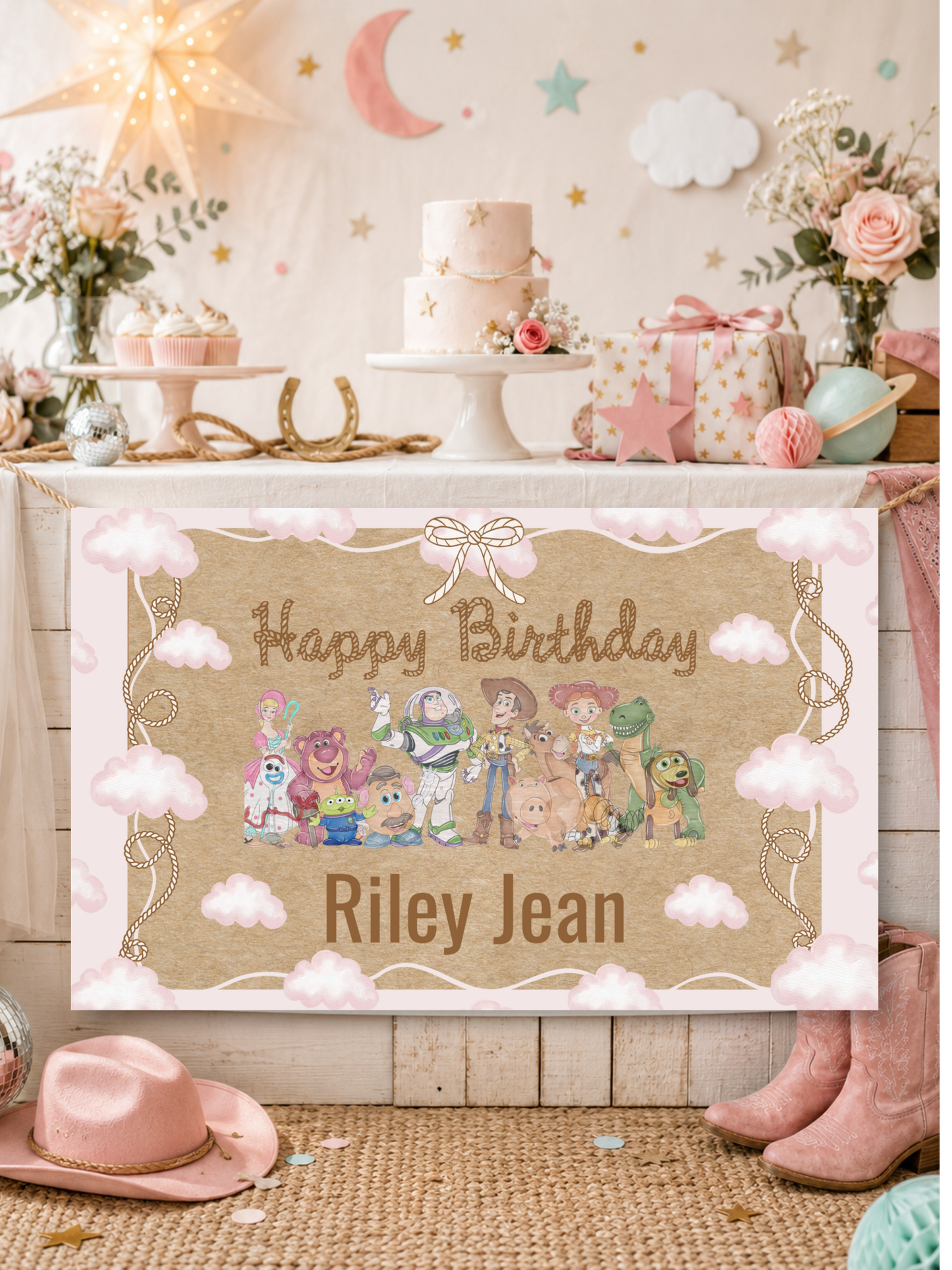 Two Infinity and Beyond Birthday Banner | Toy Story  Inspired 3x2 Ft Personalized Backdrop