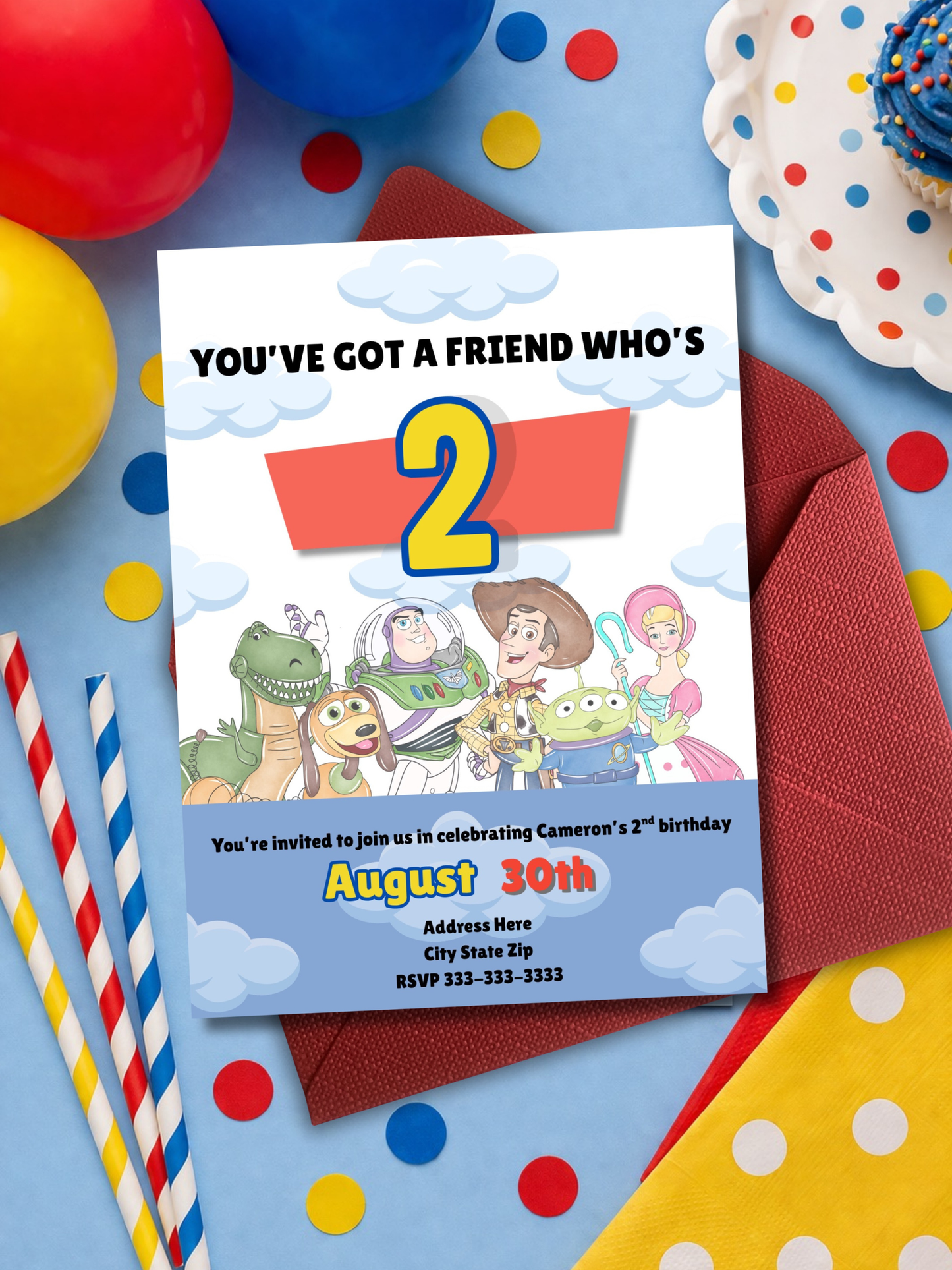 Toy Story 2nd Birthday Invitation Template | “You’ve Got a Friend Who’s 2” | Editable Digital Download