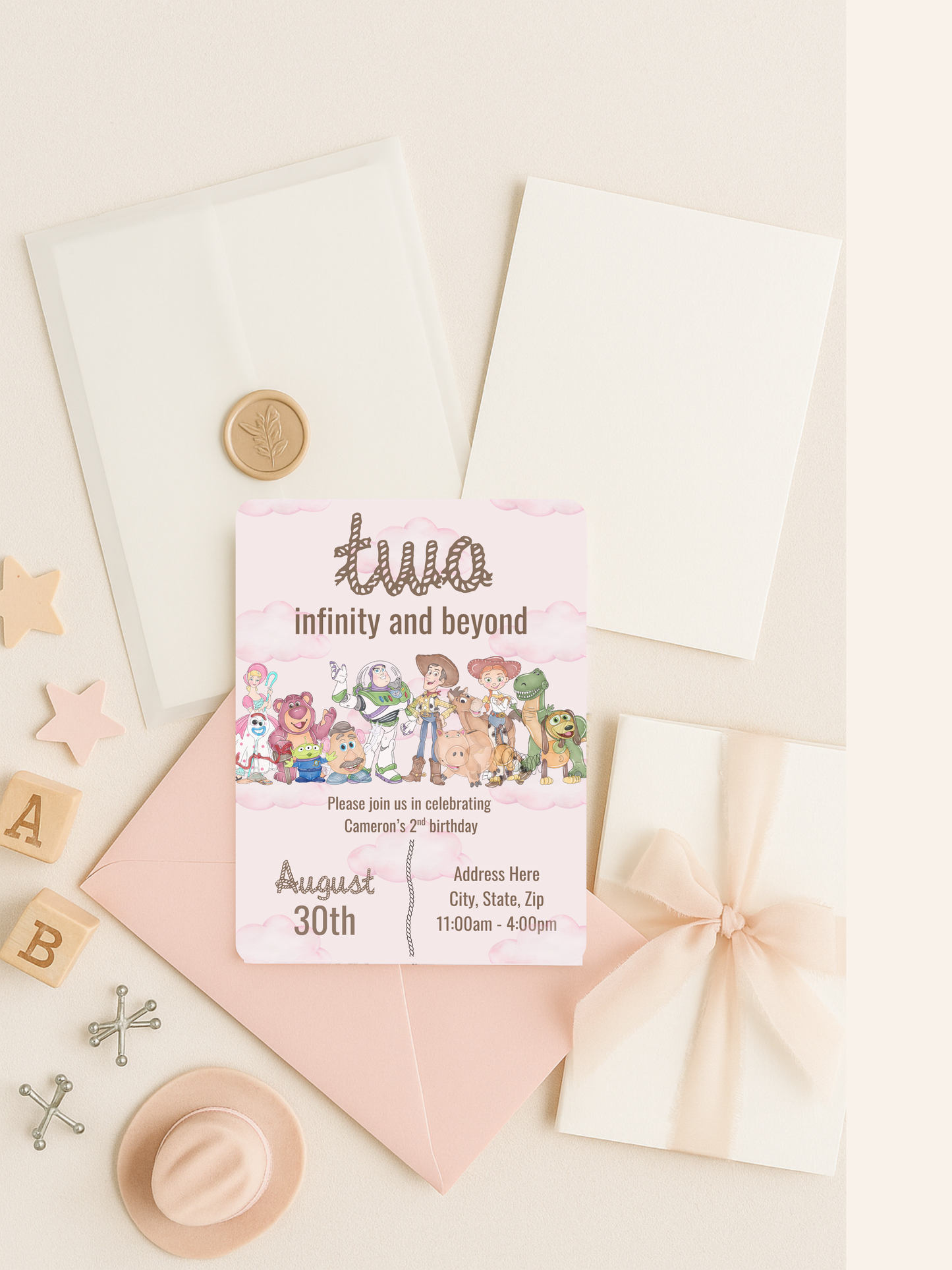 Two Infinity and Beyond Birthday Invitation | Toy-Inspired 2nd Birthday Invite | Editable Digital Download