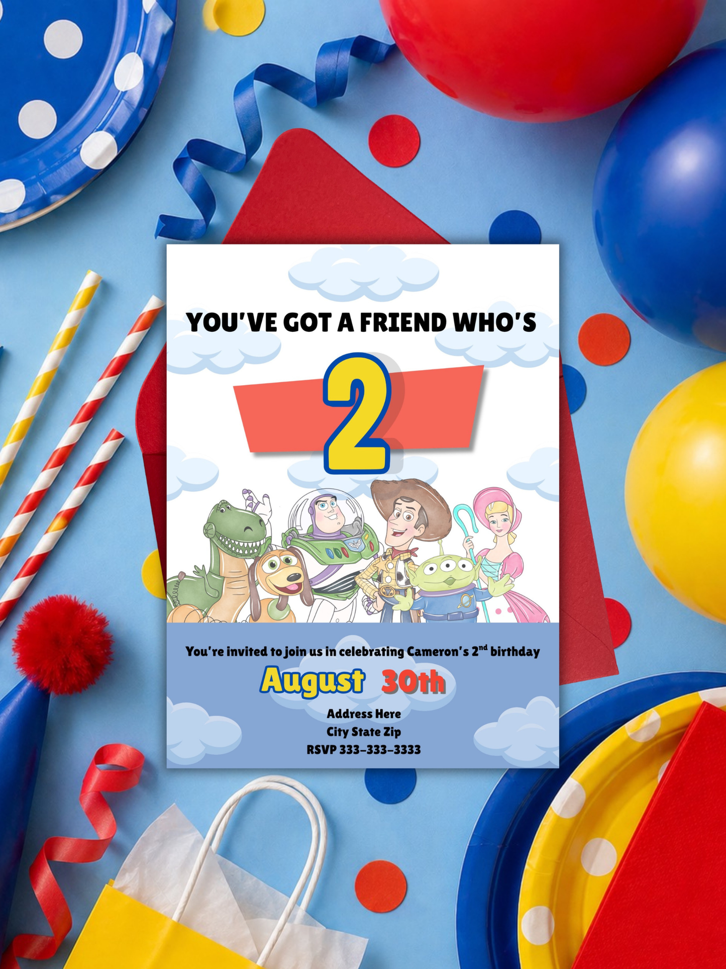 Toy Story 2nd Birthday Invitation Template | “You’ve Got a Friend Who’s 2” | Editable Digital Download