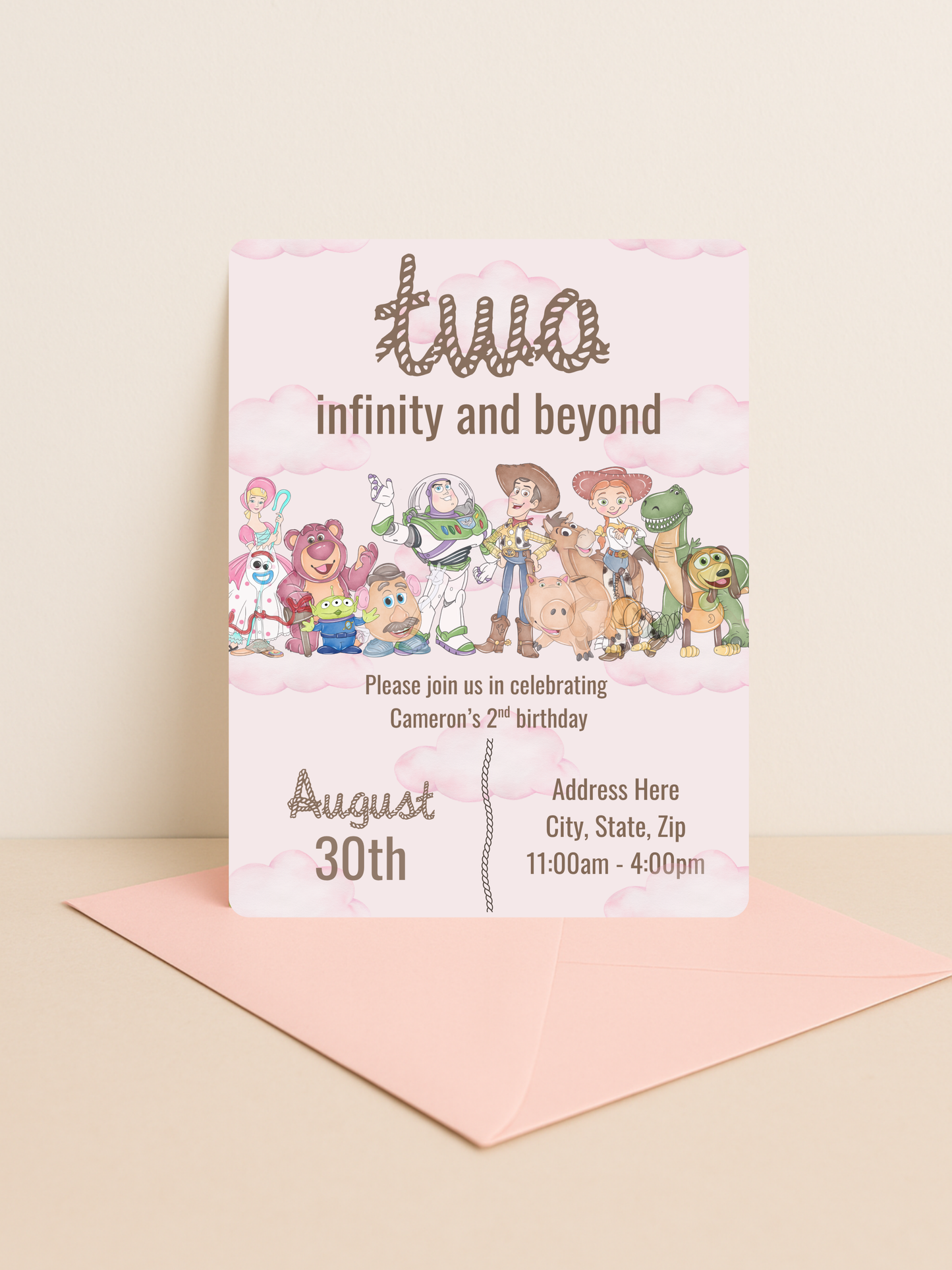 Two Infinity and Beyond Birthday Invitation | Toy-Inspired 2nd Birthday Invite | Editable Digital Download
