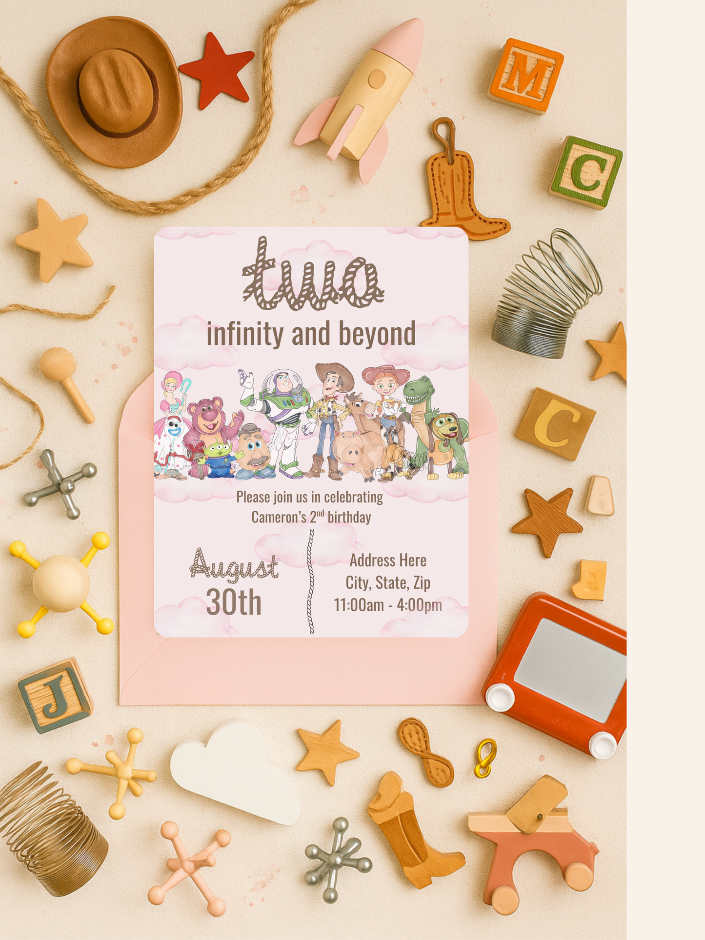 Two Infinity and Beyond Birthday Invitation | Toy-Inspired 2nd Birthday Invite | Editable Digital Download