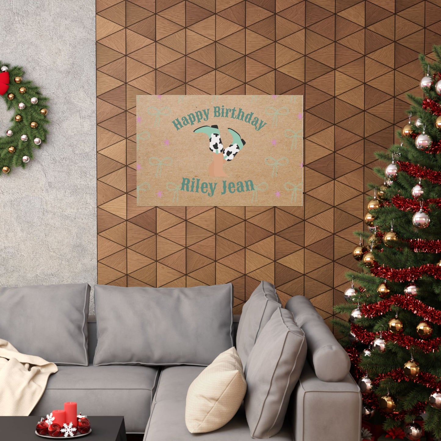 Three‑Haw Cowgirl Kraft Paper Birthday Banner – 3x2 ft Personalized Printed Poster