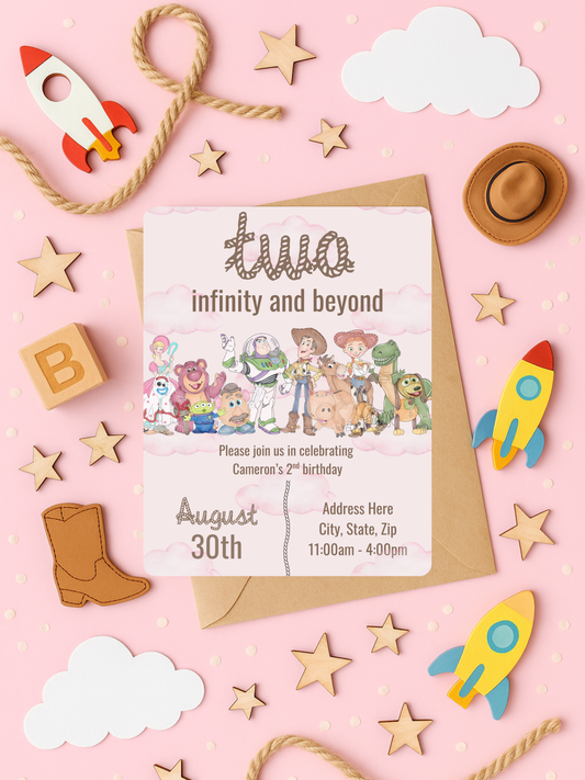 Two Infinity and Beyond Birthday Invitation | Toy-Inspired 2nd Birthday Invite | Editable Digital Download