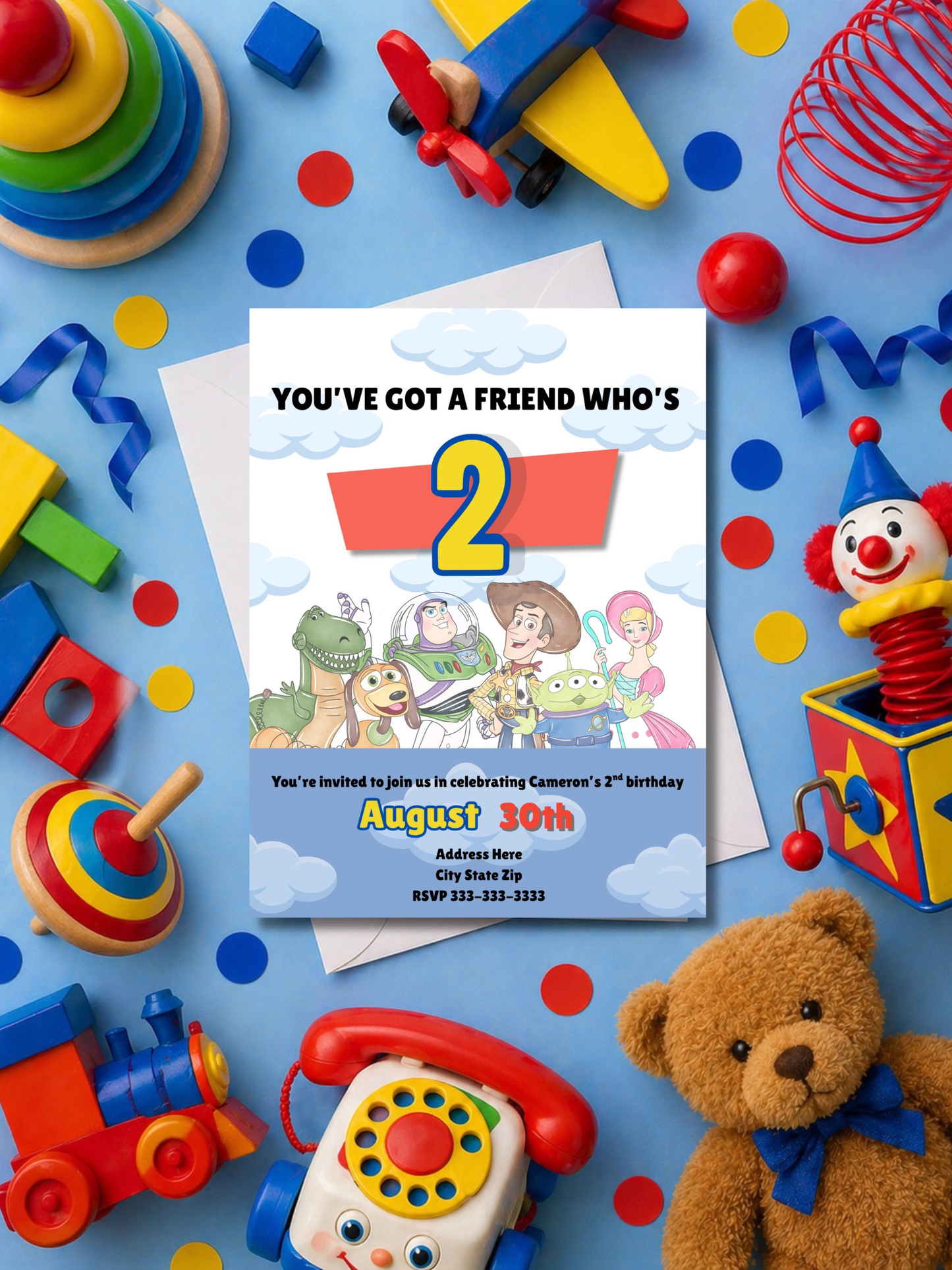 Toy Story 2nd Birthday Invitation Template | “You’ve Got a Friend Who’s 2” | Editable Digital Download