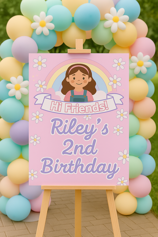 Mrs. Rachel-Inspired Birthday Welcome Sign – Printable Pastel Rainbow Party Decor