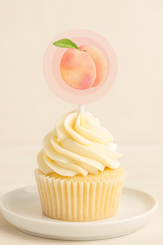 Peach-Themed Printable Cupcake Toppers – One Sweet Peach Birthday Decor