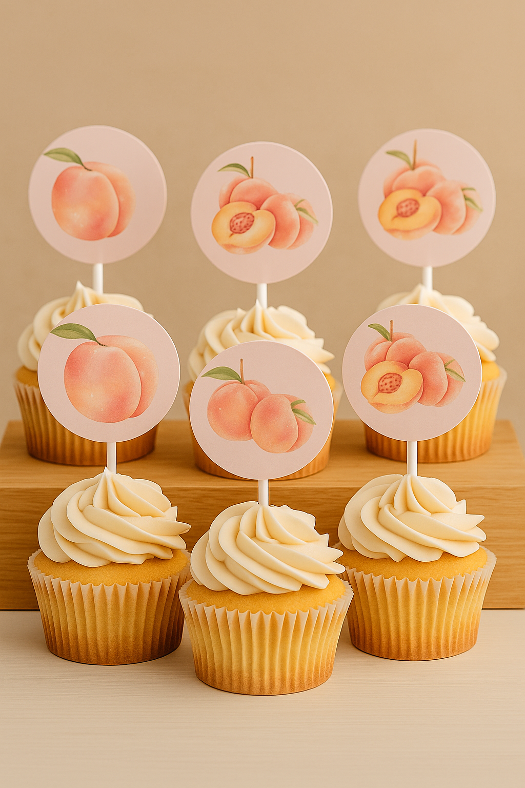 Peach-Themed Printable Cupcake Toppers – One Sweet Peach Birthday Decor