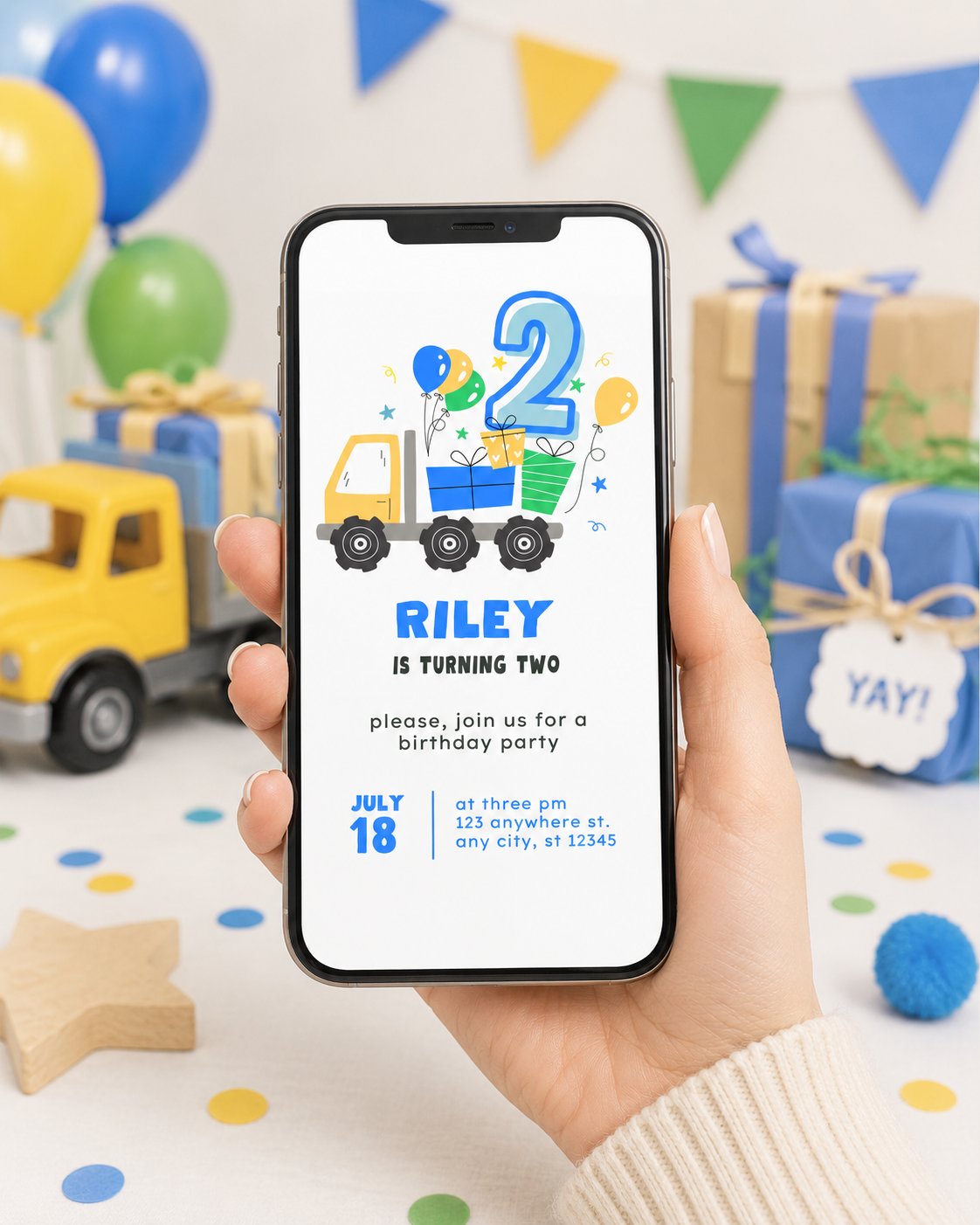 Two the Truck Birthday Invitation | Editable 2nd Birthday Digital Download