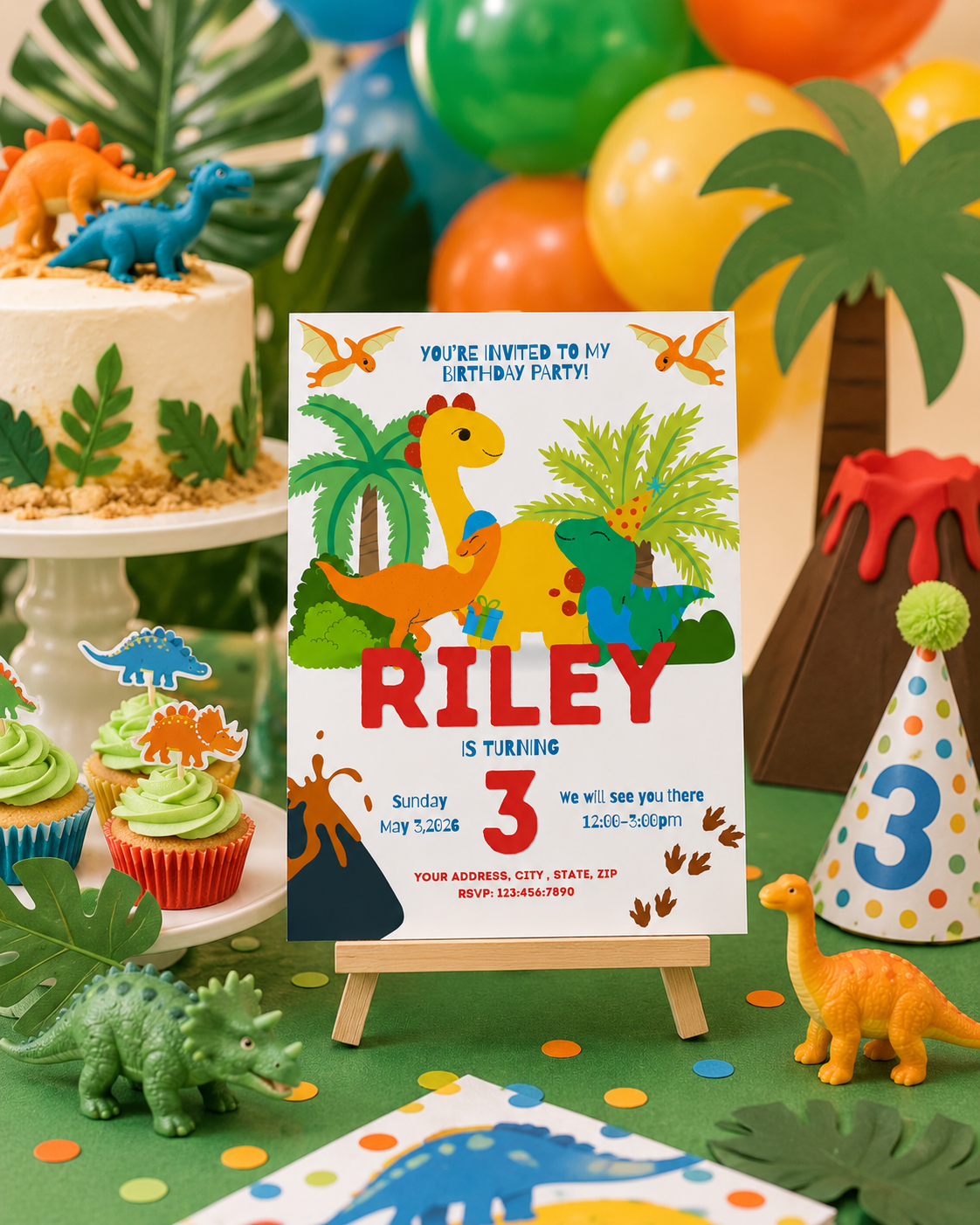 Dinosaur Birthday Invitation | Dino Birthday Party Invite | Editable Canva Template | Kids Birthday Invitation | Instant Download