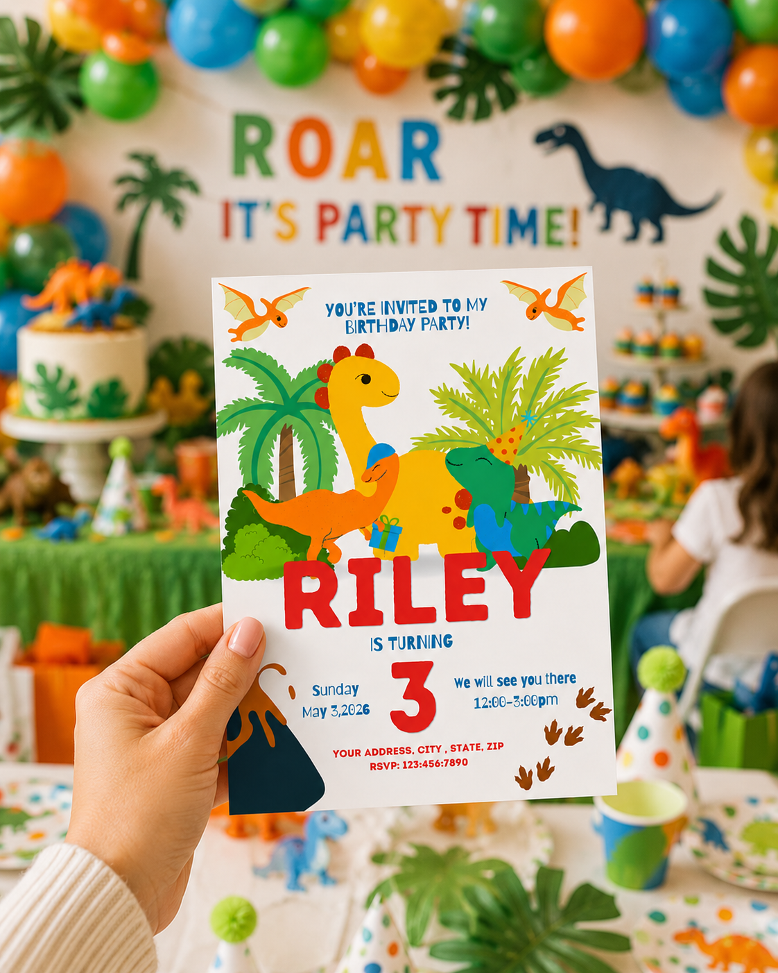 Dinosaur Birthday Invitation | Dino Birthday Party Invite | Editable Canva Template | Kids Birthday Invitation | Instant Download