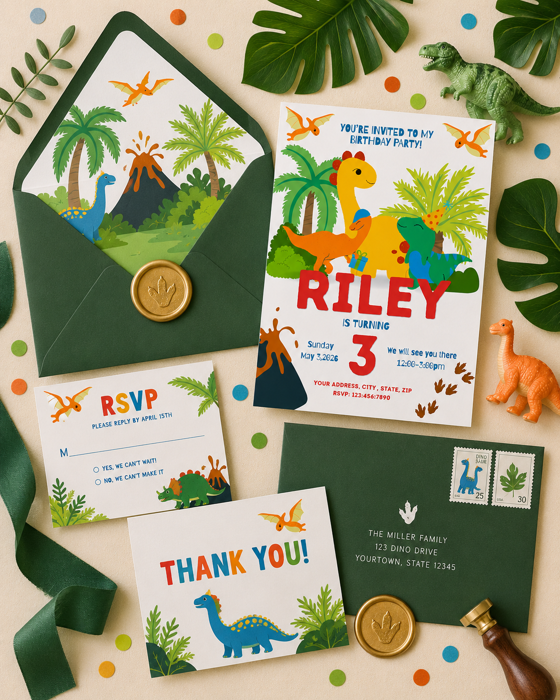 Dinosaur Birthday Invitation | Dino Birthday Party Invite | Editable Canva Template | Kids Birthday Invitation | Instant Download