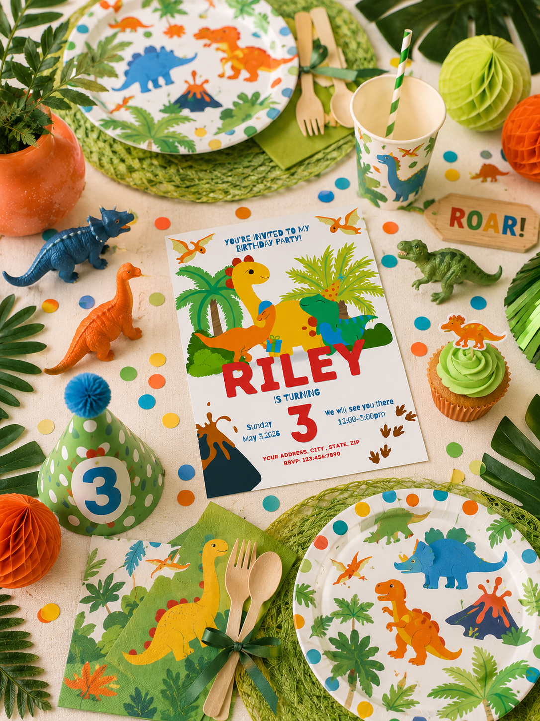 Dinosaur Birthday Invitation | Dino Birthday Party Invite | Editable Canva Template | Kids Birthday Invitation | Instant Download