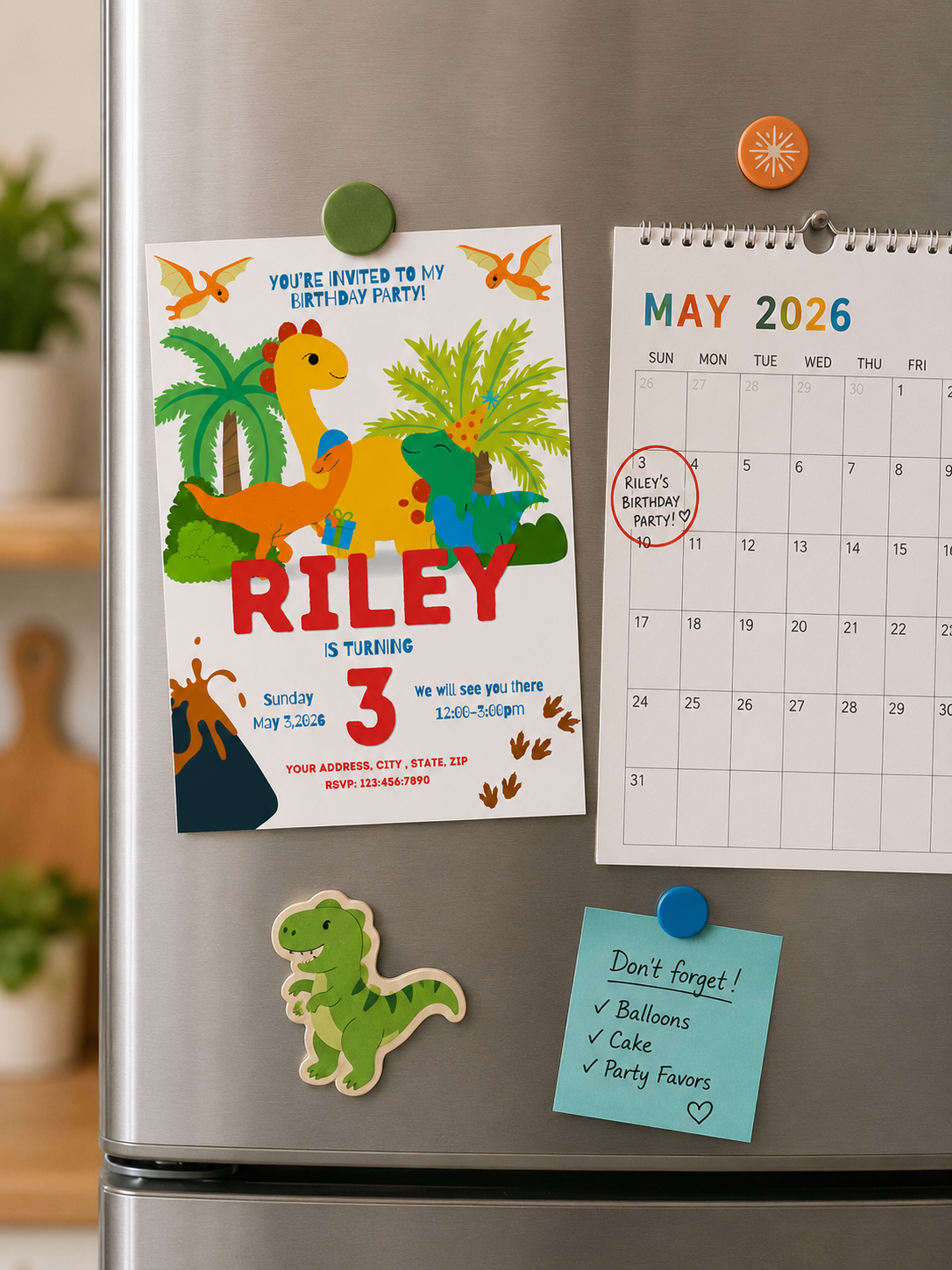 Dinosaur Birthday Invitation | Dino Birthday Party Invite | Editable Canva Template | Kids Birthday Invitation | Instant Download