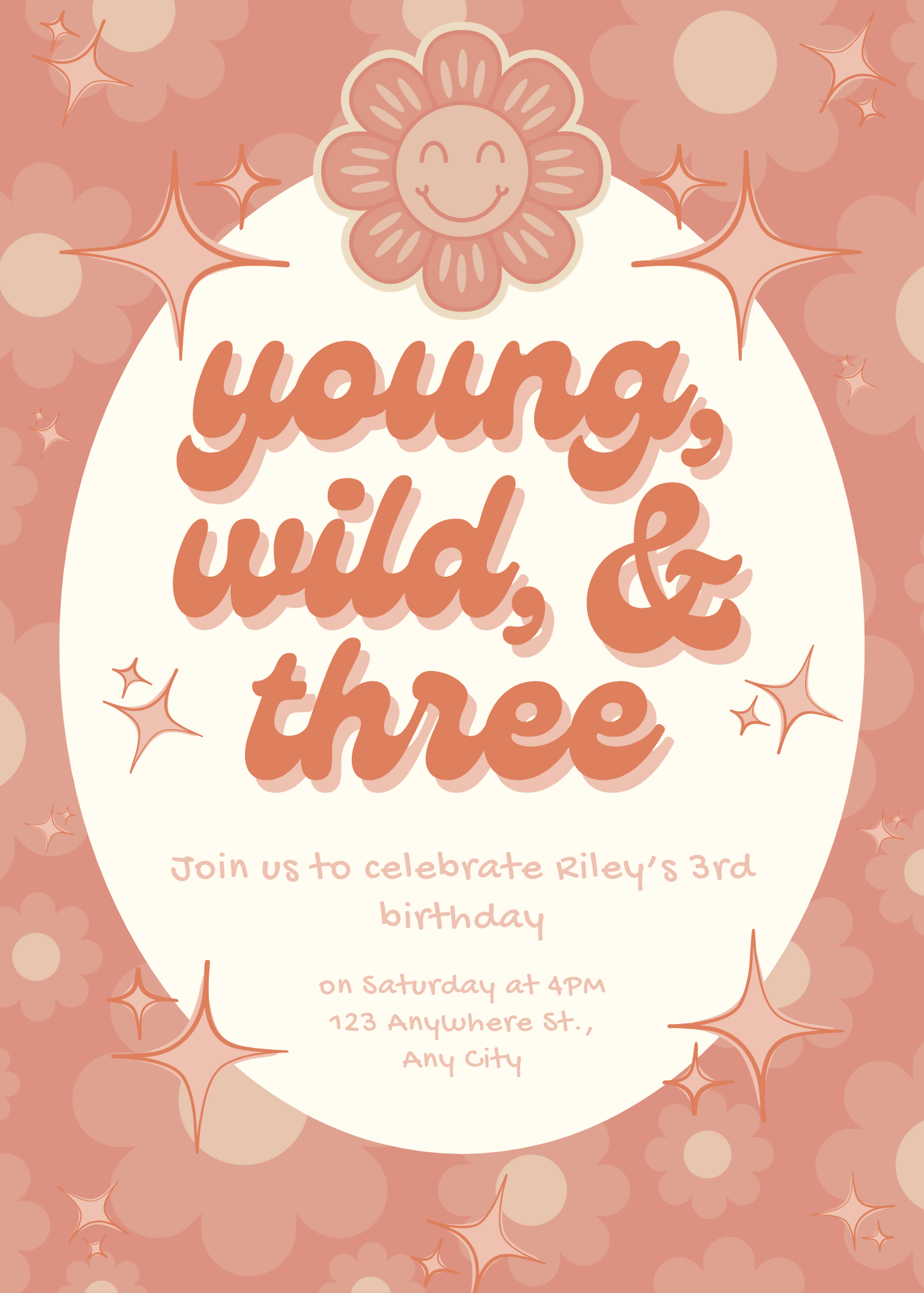Young, Wild, & Three Birthday Invitation | Editable Digital Download